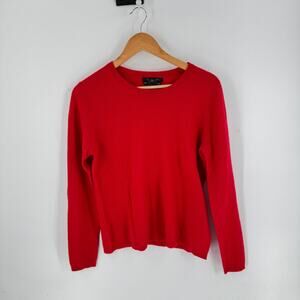 Tahari Pure Luxe 100% Cashmere Sweater‎ Red Crewneck Pullover Size L Holiday